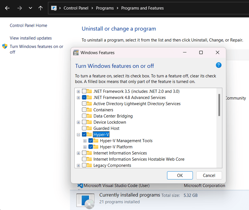 Hyper-V aktivieren unter Windows