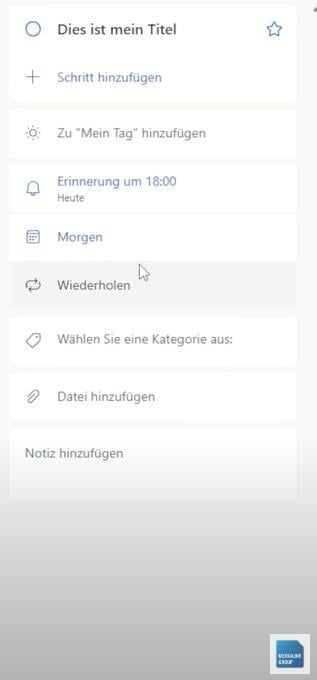 Aufgabe in Microsoft ToDo spezifizieren und bearbeiten